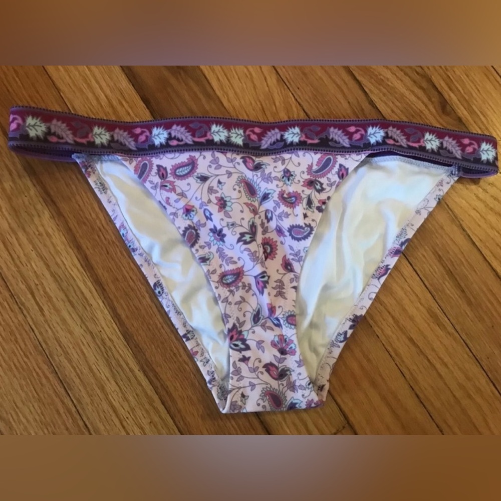 Victorias Secret Purple Floral Paisley Tube Bandeau Swimsuit Bathing Suit Bikini - Picture 2 of 7